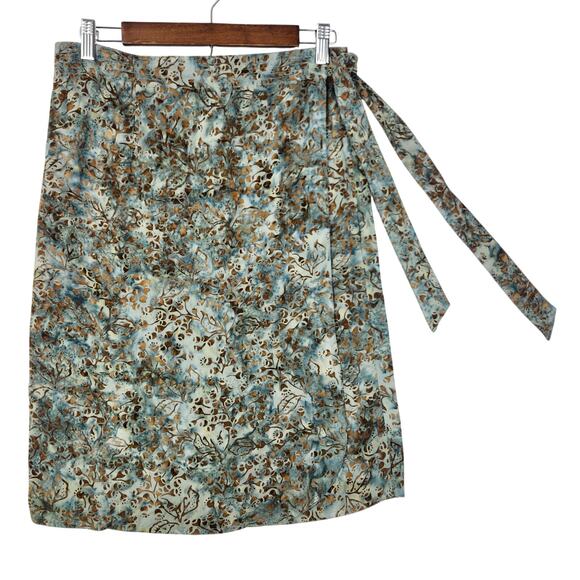 Dibi Women's Blue & Brown 100% Rayon Batik Wrap Around Skirt Size - Small - Picture 1 of 9